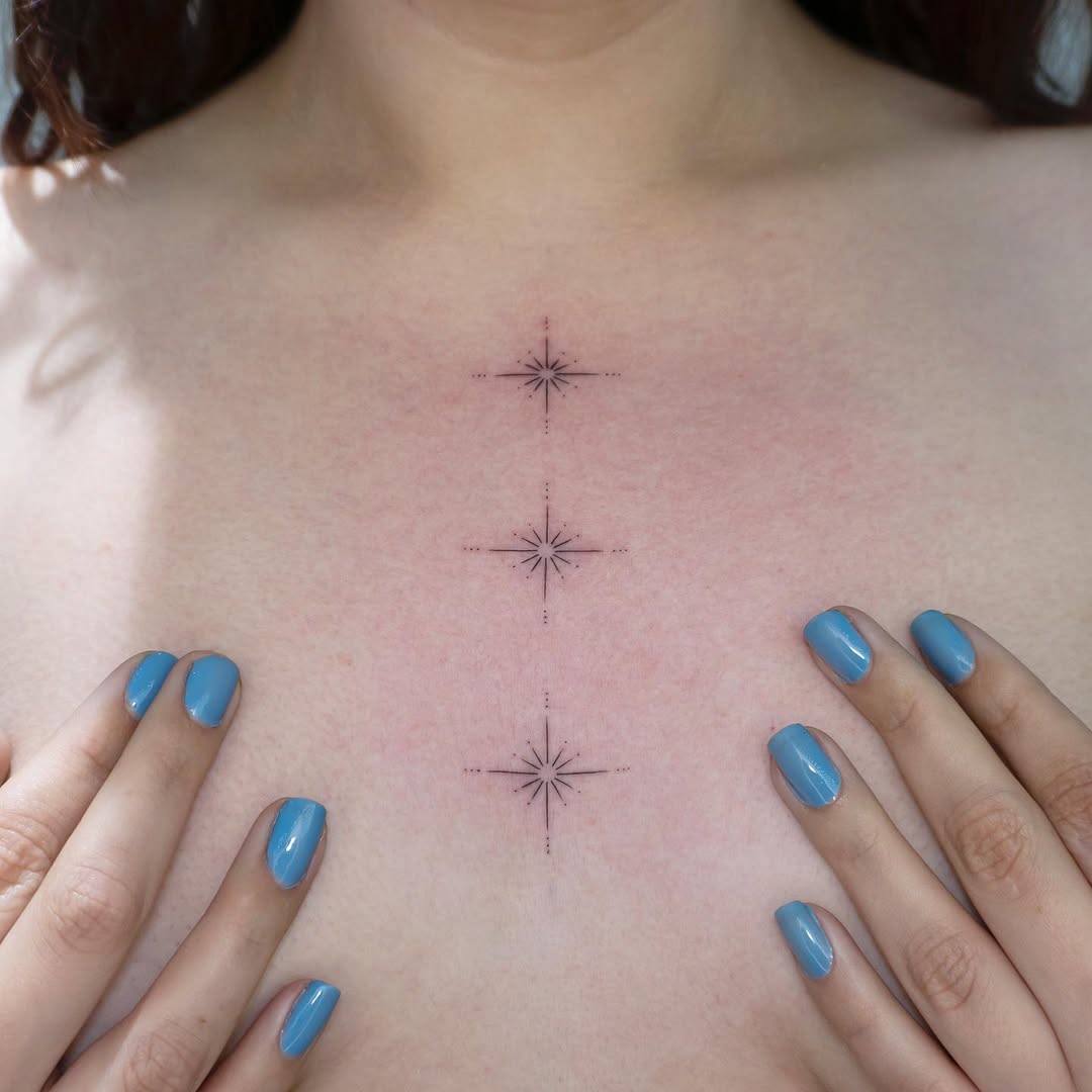 Elegant Star Tattoo on Chest