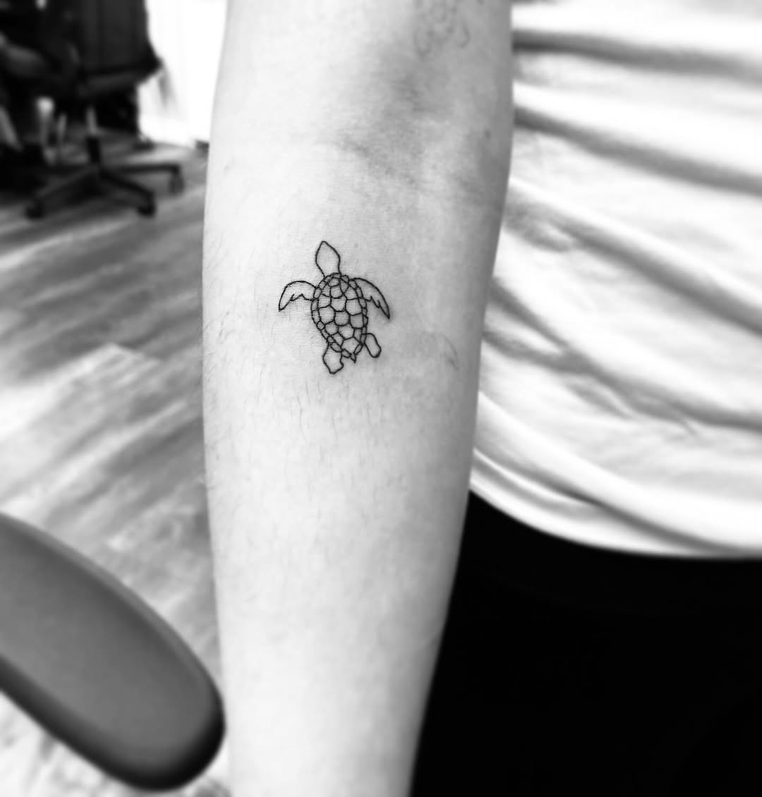 Chic Minimalist Turtle Tattoo on Arm