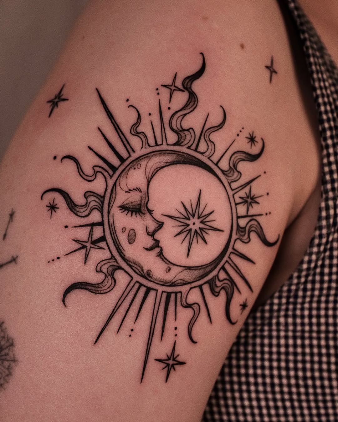 Stunning sun and moon tattoo design concept