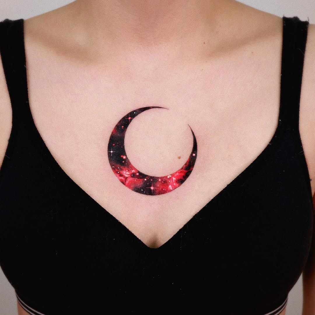 Stunning cosmic moon tattoo for celestial lovers