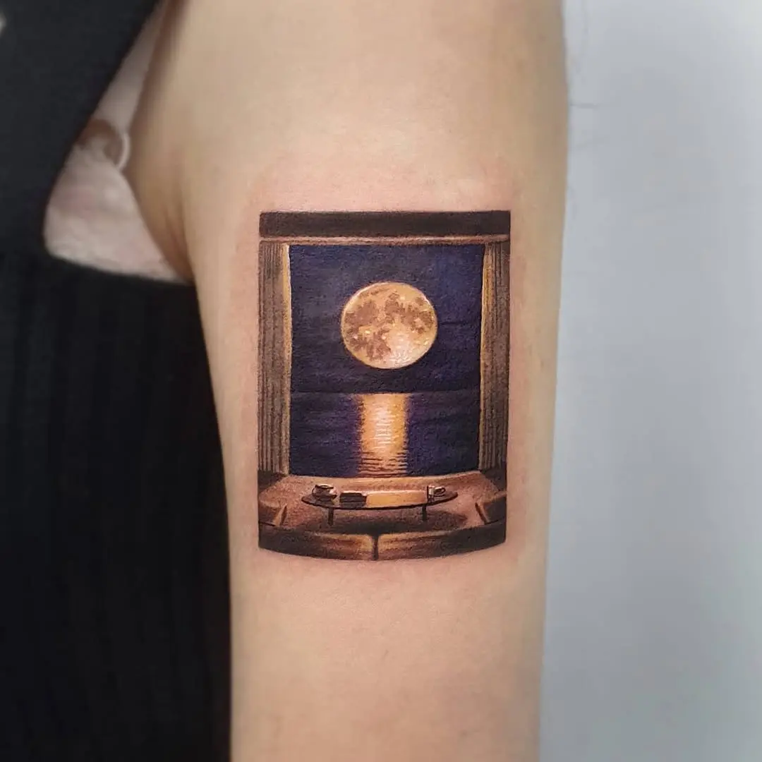 Stunning levitating moon in a cozy scene