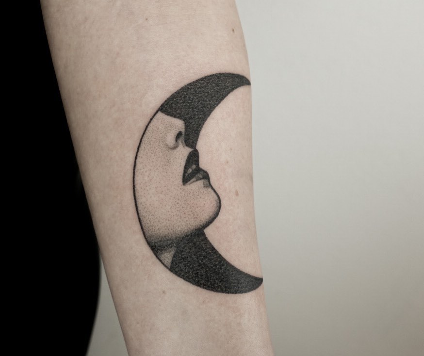 Elegant moon design with a woman's silhouette