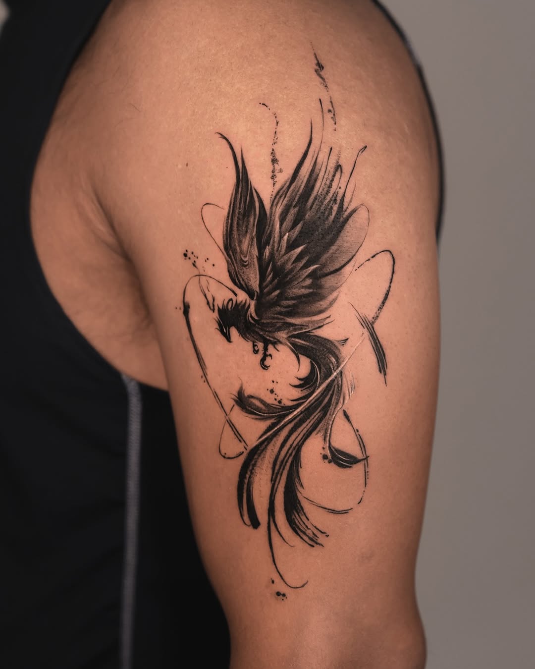 Stunning black and white phoenix tattoo design