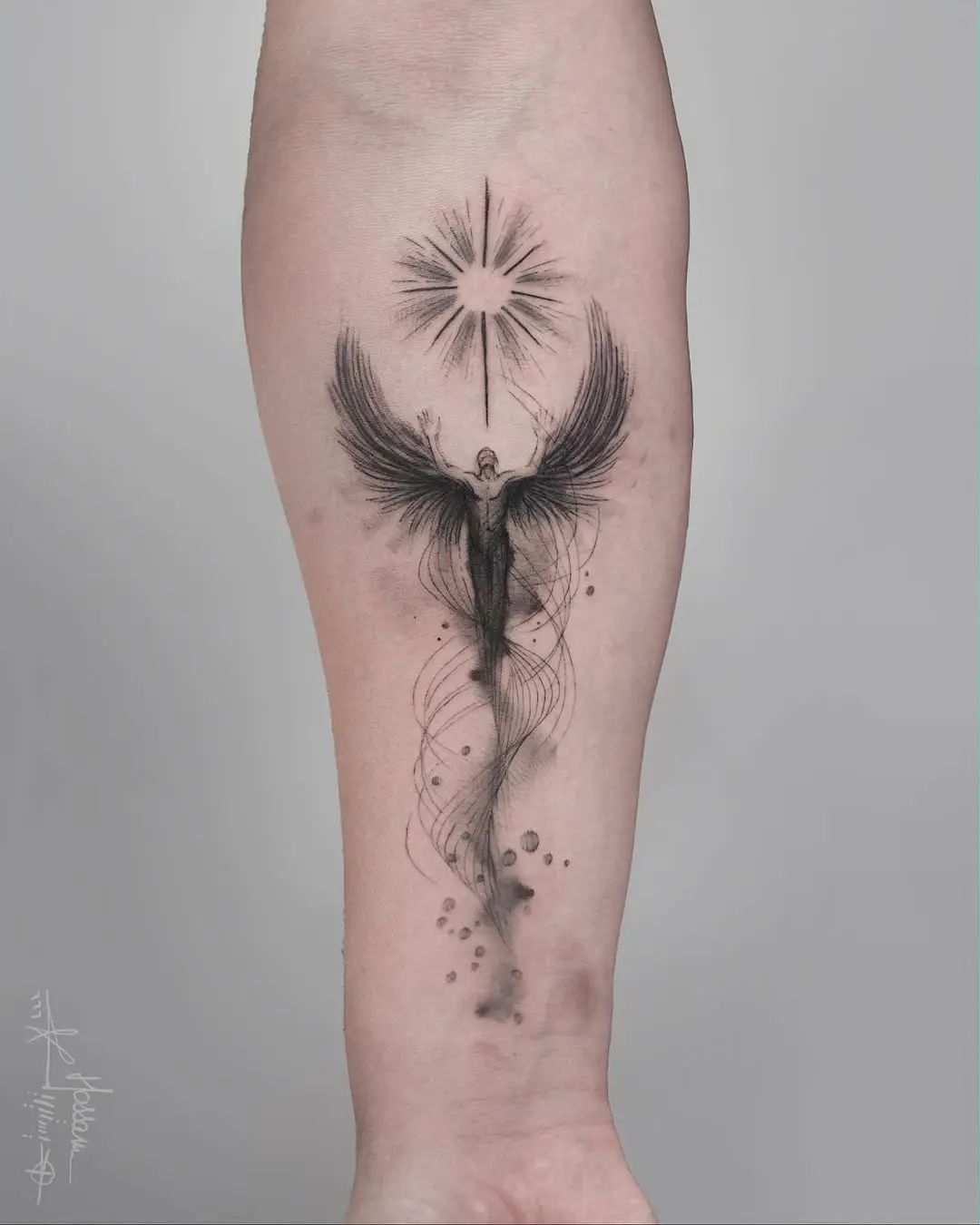 Stunning phoenix tattoo with dynamic flow