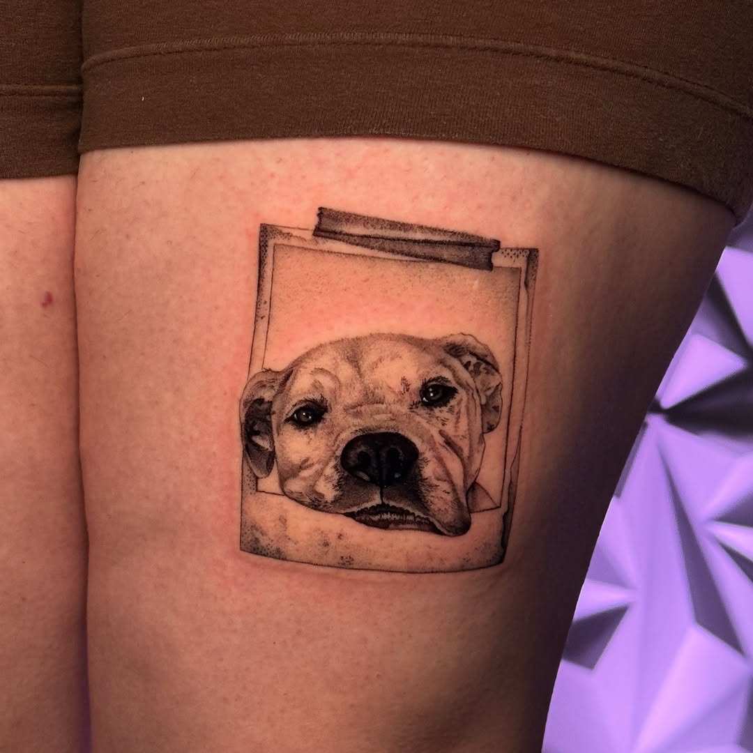 Stunning Realistic Dog Portrait Tattoo