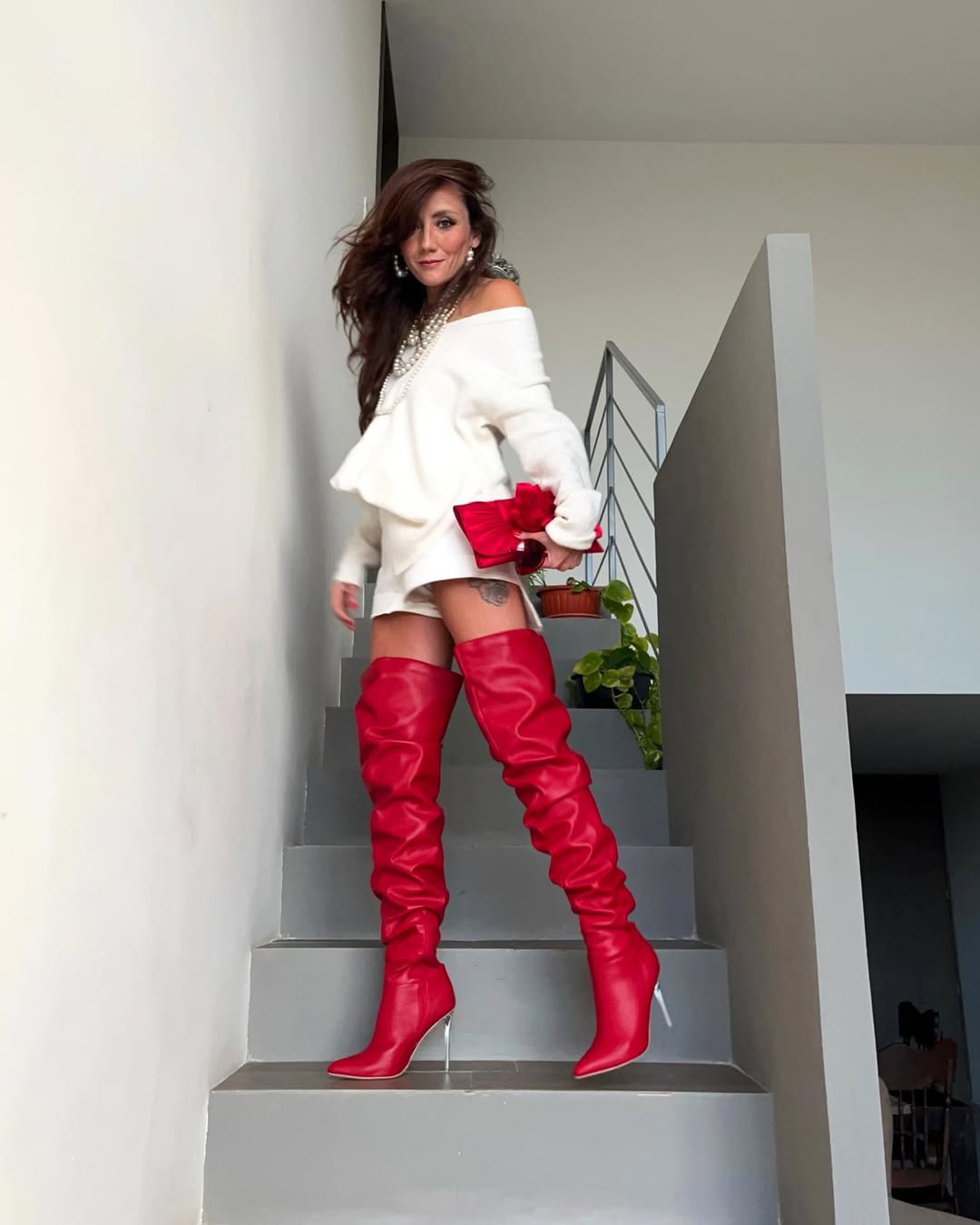 Chic Over-the-Knee Red Boot Look