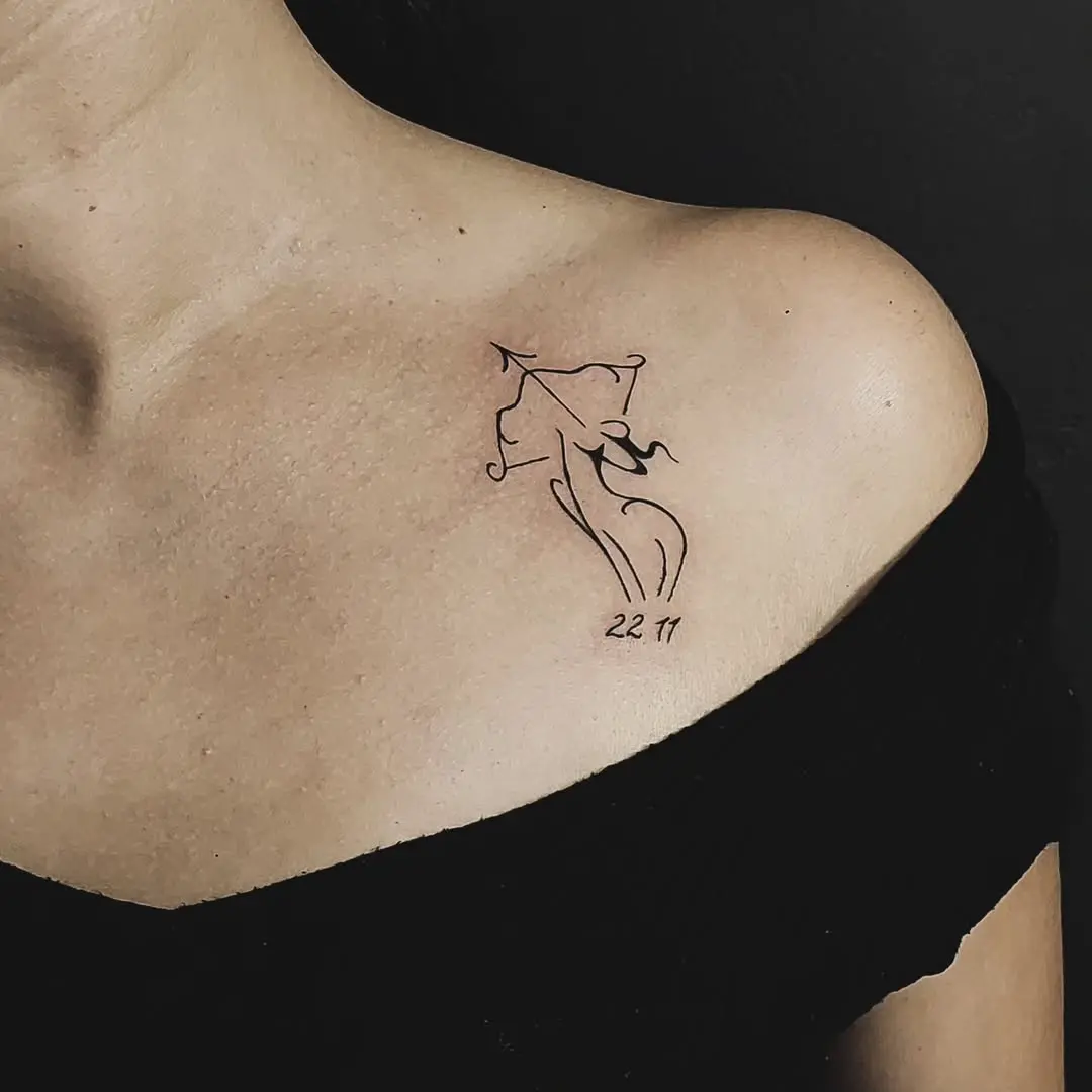 Elegant Sagittarius tattoo on the shoulder