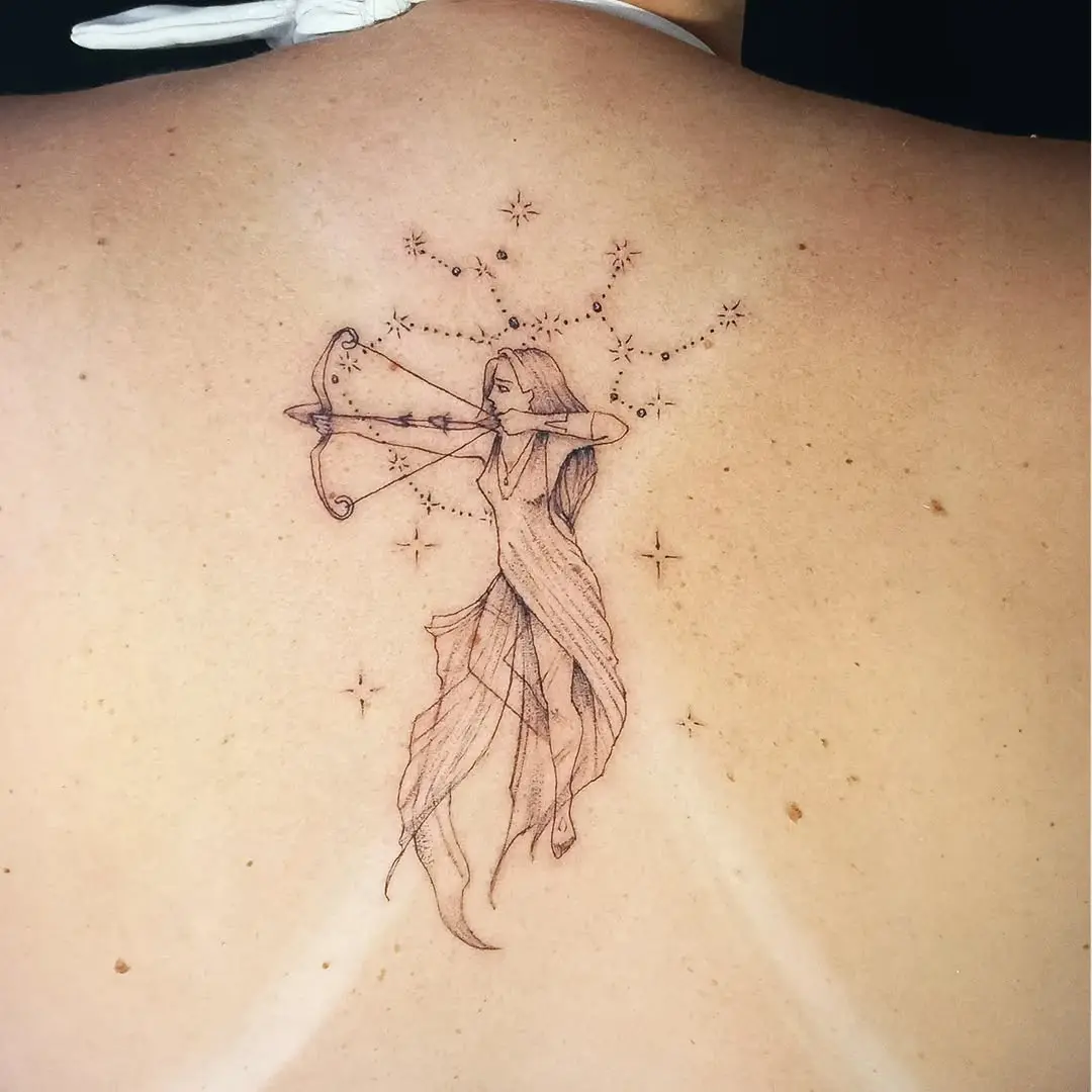 Elegant Sagittarius tattoo showcasing celestial energy