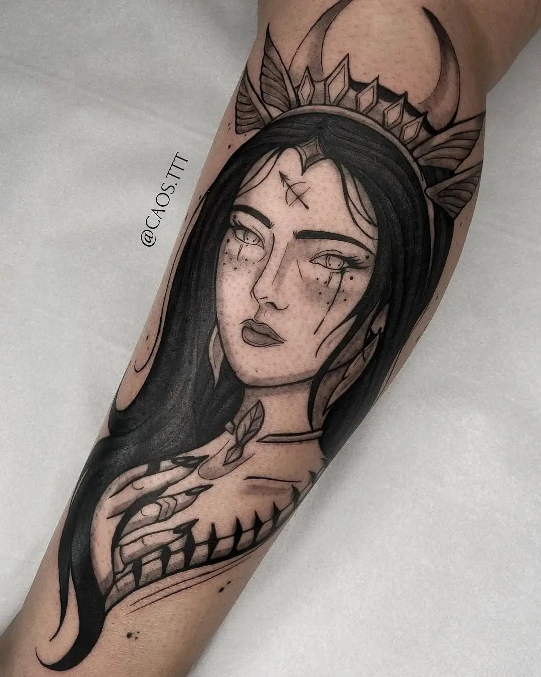 Mysterious Sagittarius Female Tattoo Design