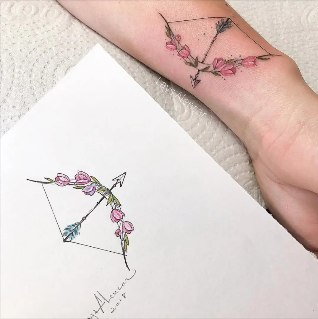 Elegant Sagittarius Arrow with Floral Accents