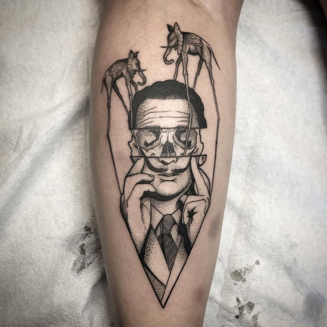 Intriguing Salvador Dali-inspired tattoo design