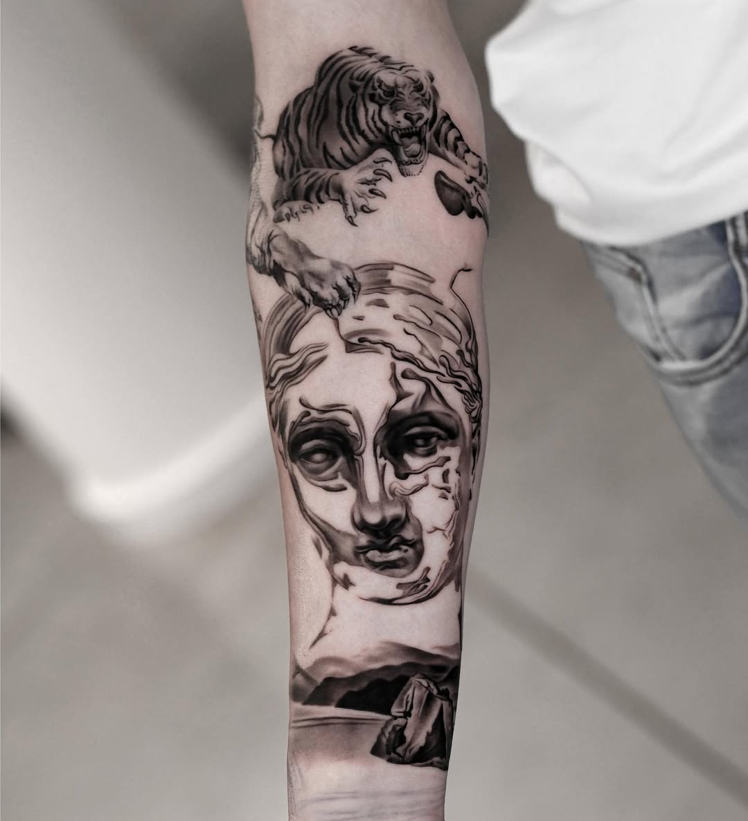 Dali-inspired tattoo showcasing surreal elements beautifully