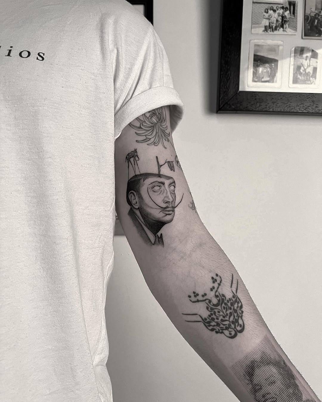 Stunning Salvador Dali Tattoo in Black Ink