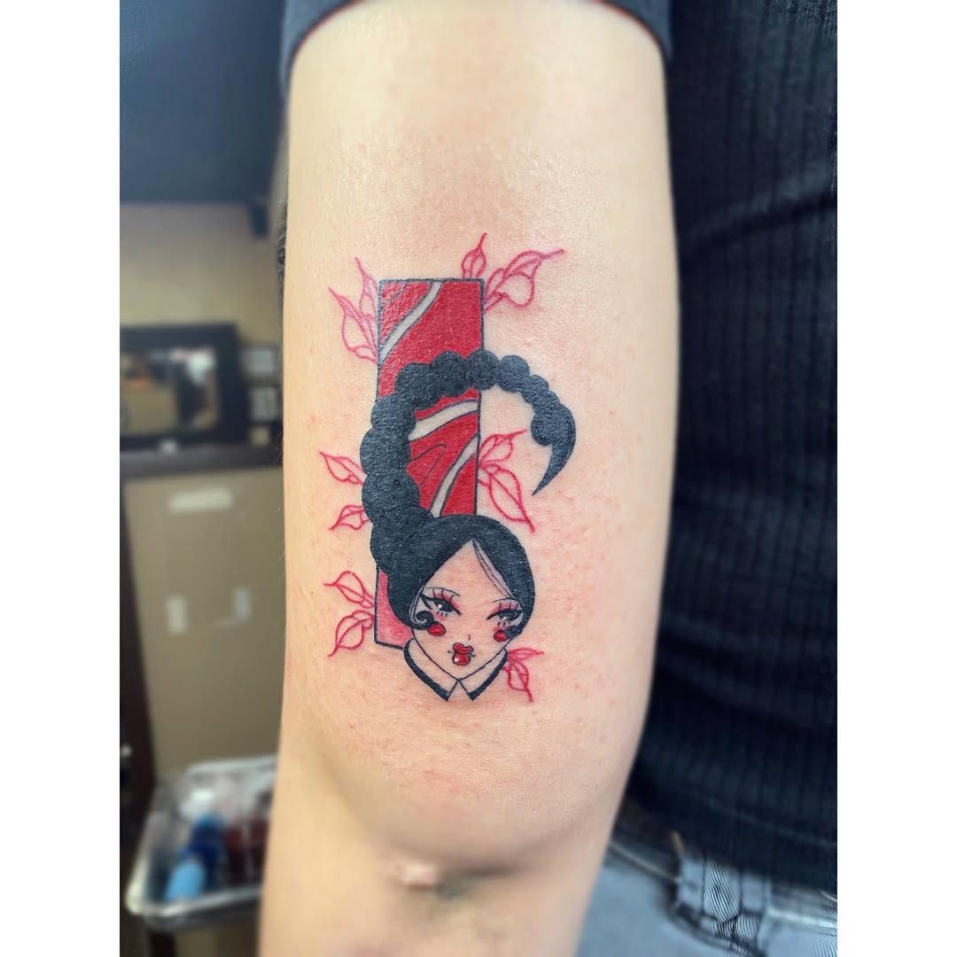 Elegant Scorpio Tattoo with a Geisha Vibe