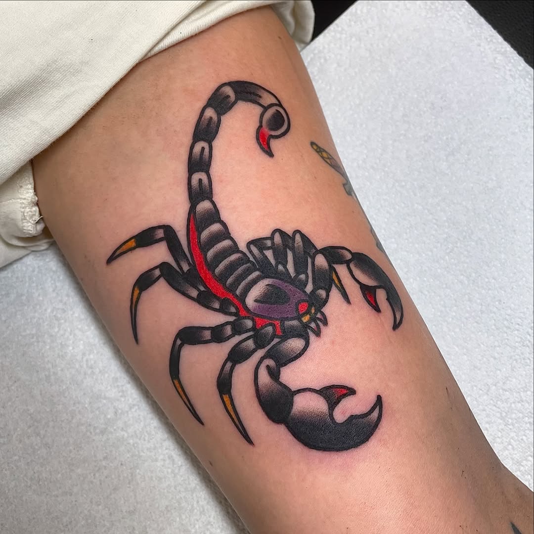 Bold Scorpio Tattoo with Vibrant Colors