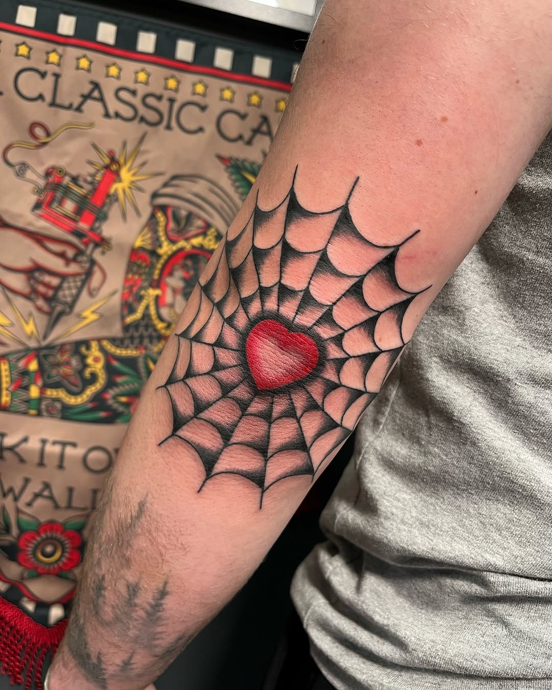 Unique heart web tattoo for arm adornment