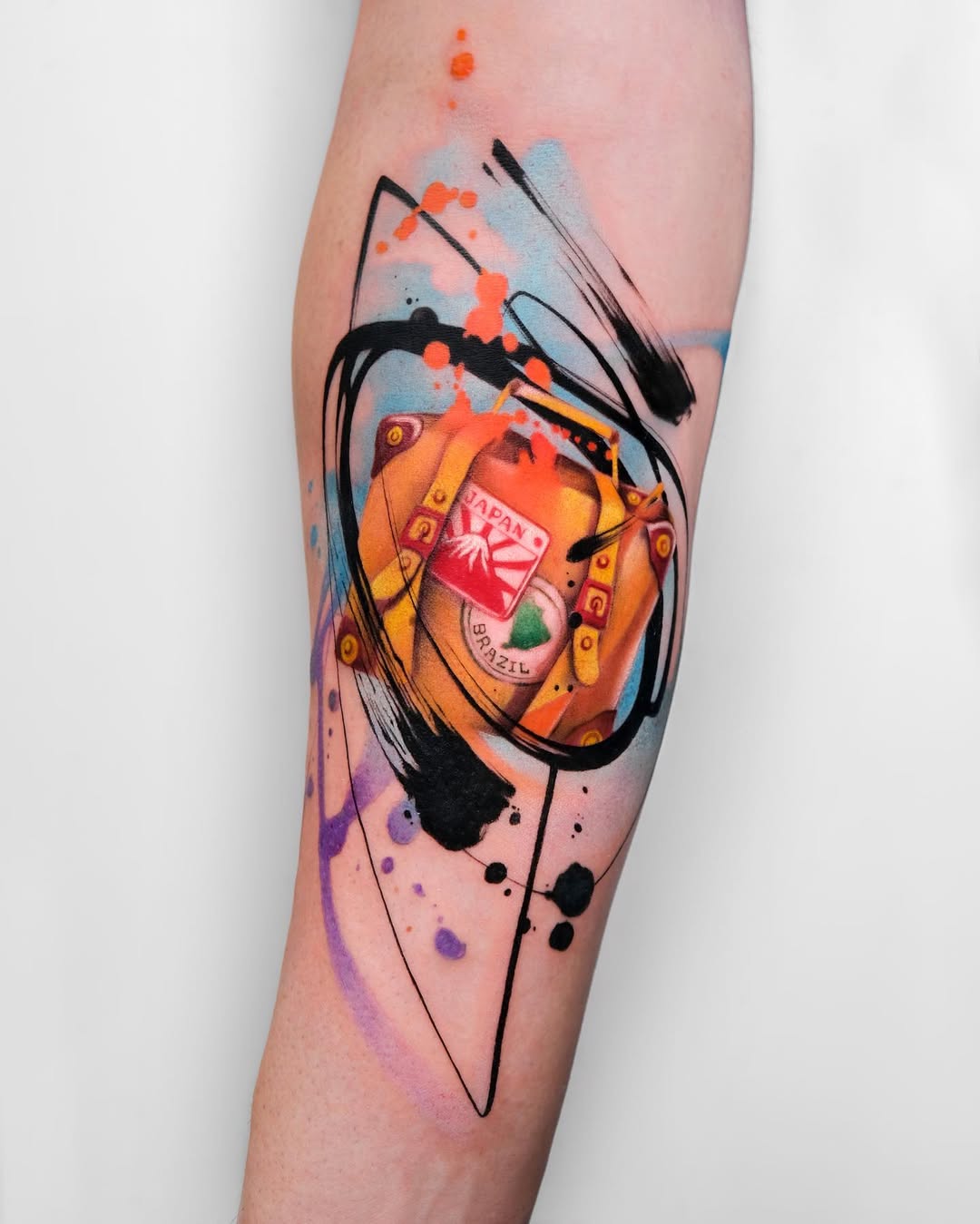 Vibrant Japan-themed travel tattoo design