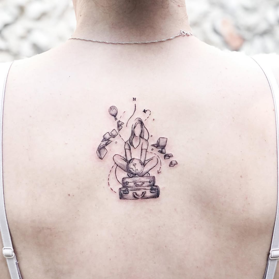 Exploring the world through intricate travel tattoos