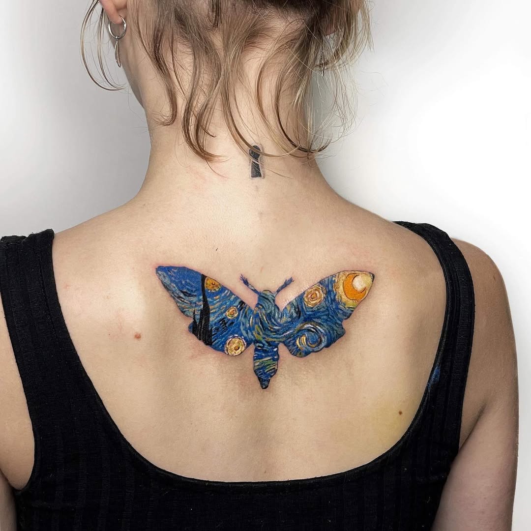 Artistic transformation with vibrant butterfly tattoo