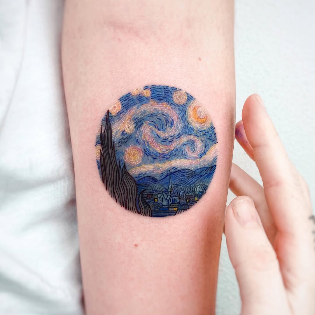 Captivating Starry Night Tattoo Design