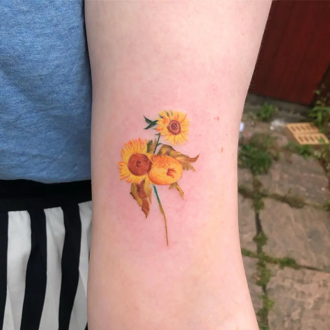 Vibrant Sunflower Tattoo Inspired by Van Gogh