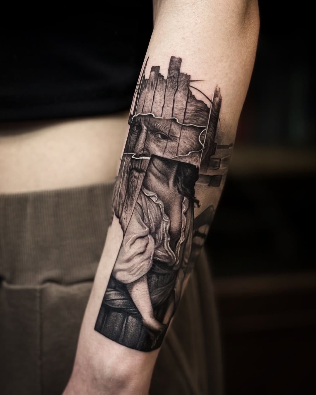 Stunning Black and Gray Van Gogh Tattoo Art