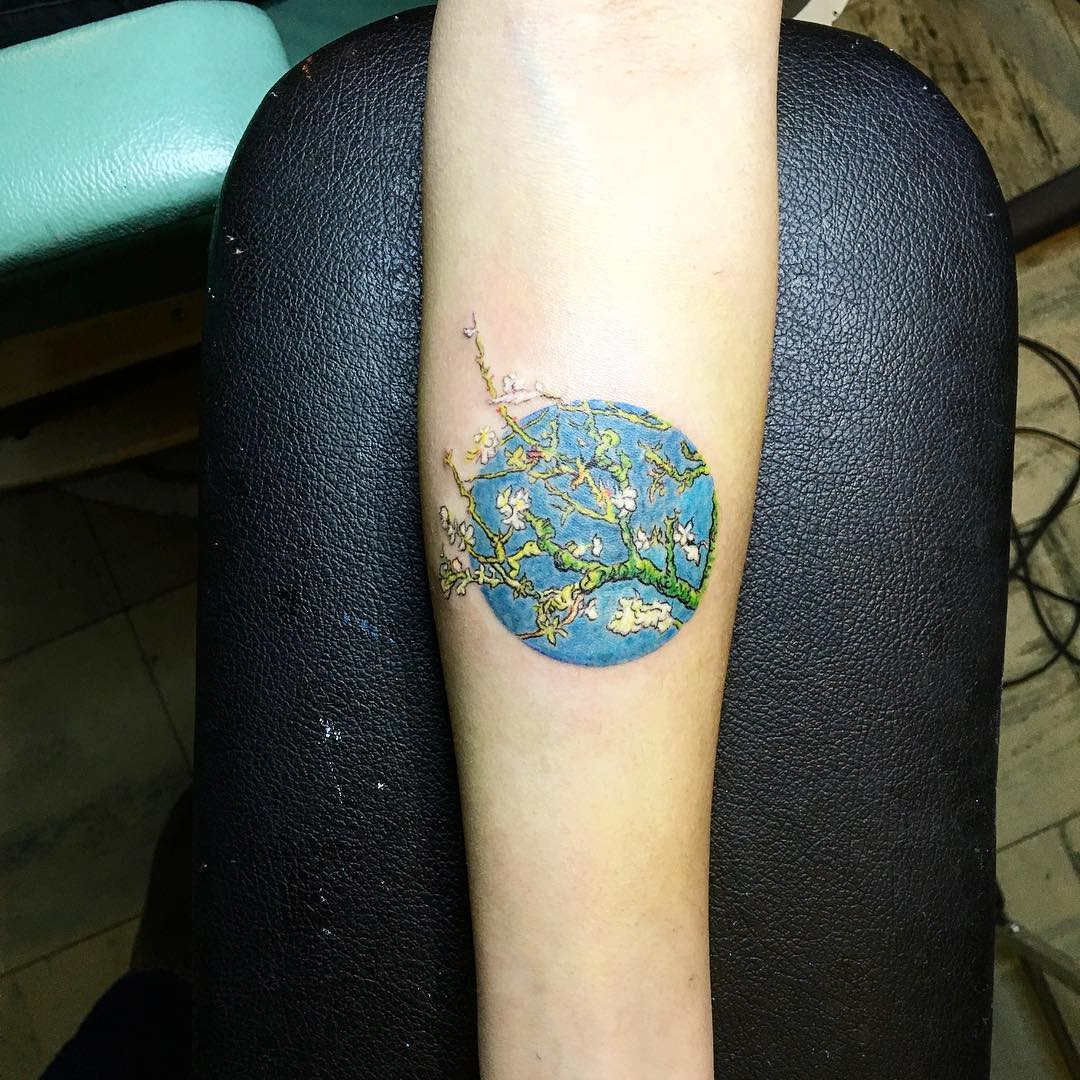 Stunning Blossom Branch Van Gogh Tattoo Design