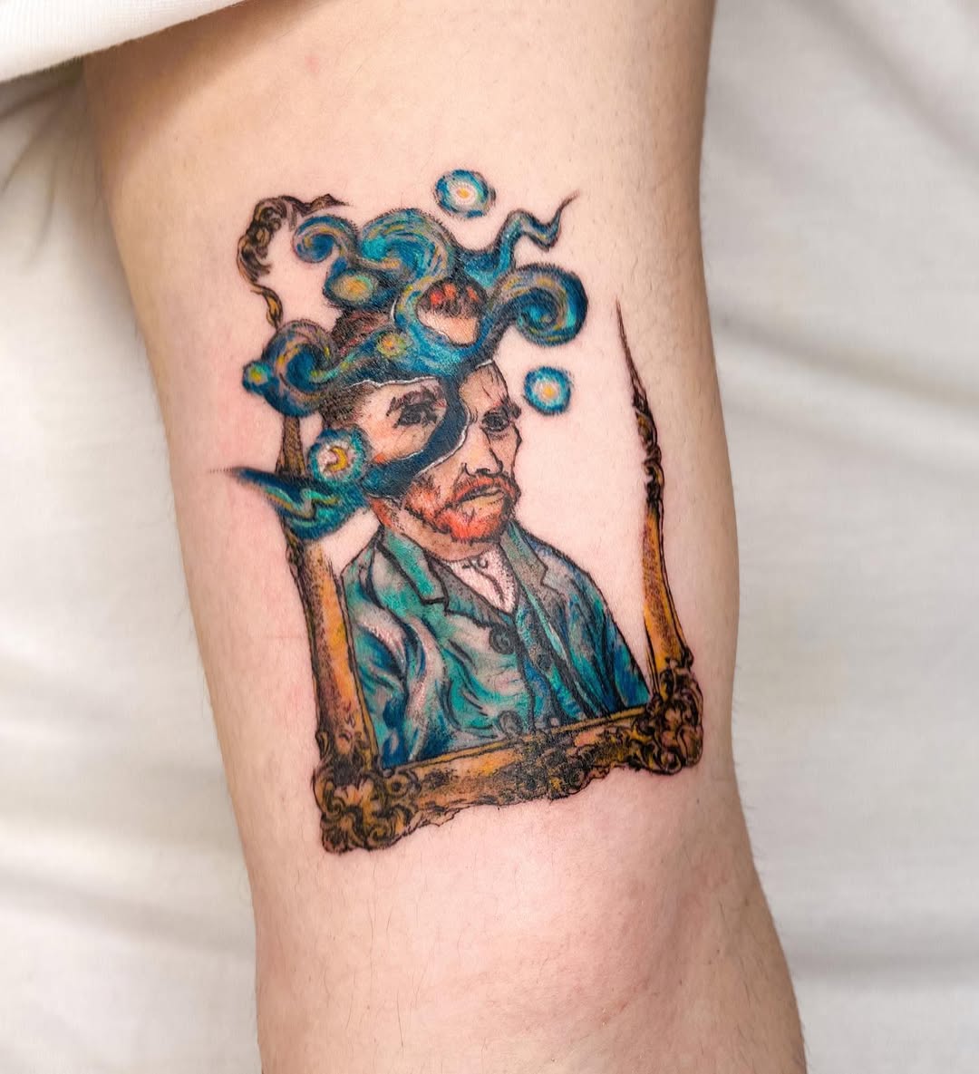 A unique Vincent van Gogh portrait tattoo.