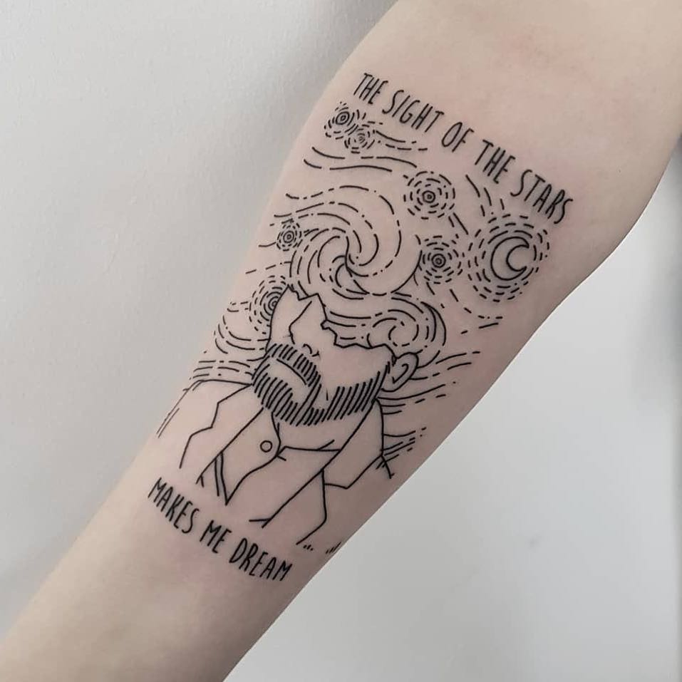 Van Gogh-inspired tattoo of dreamy stars