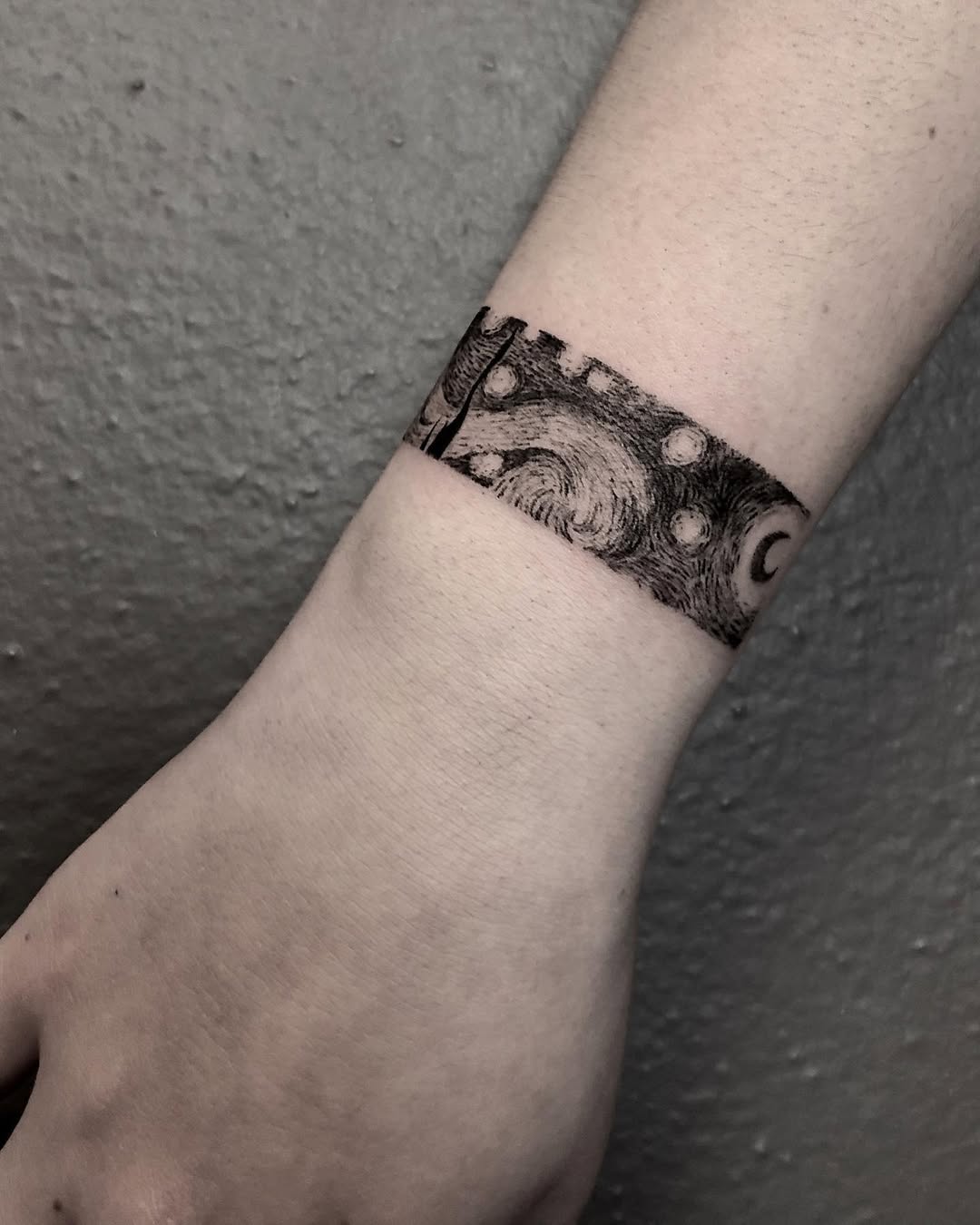 Stunning Van Gogh Inspired Wrist Tattoo Design