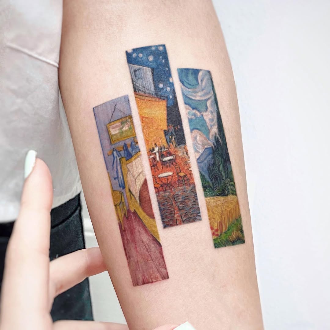 Artful Van Gogh Tattoos in Unique Framed Design