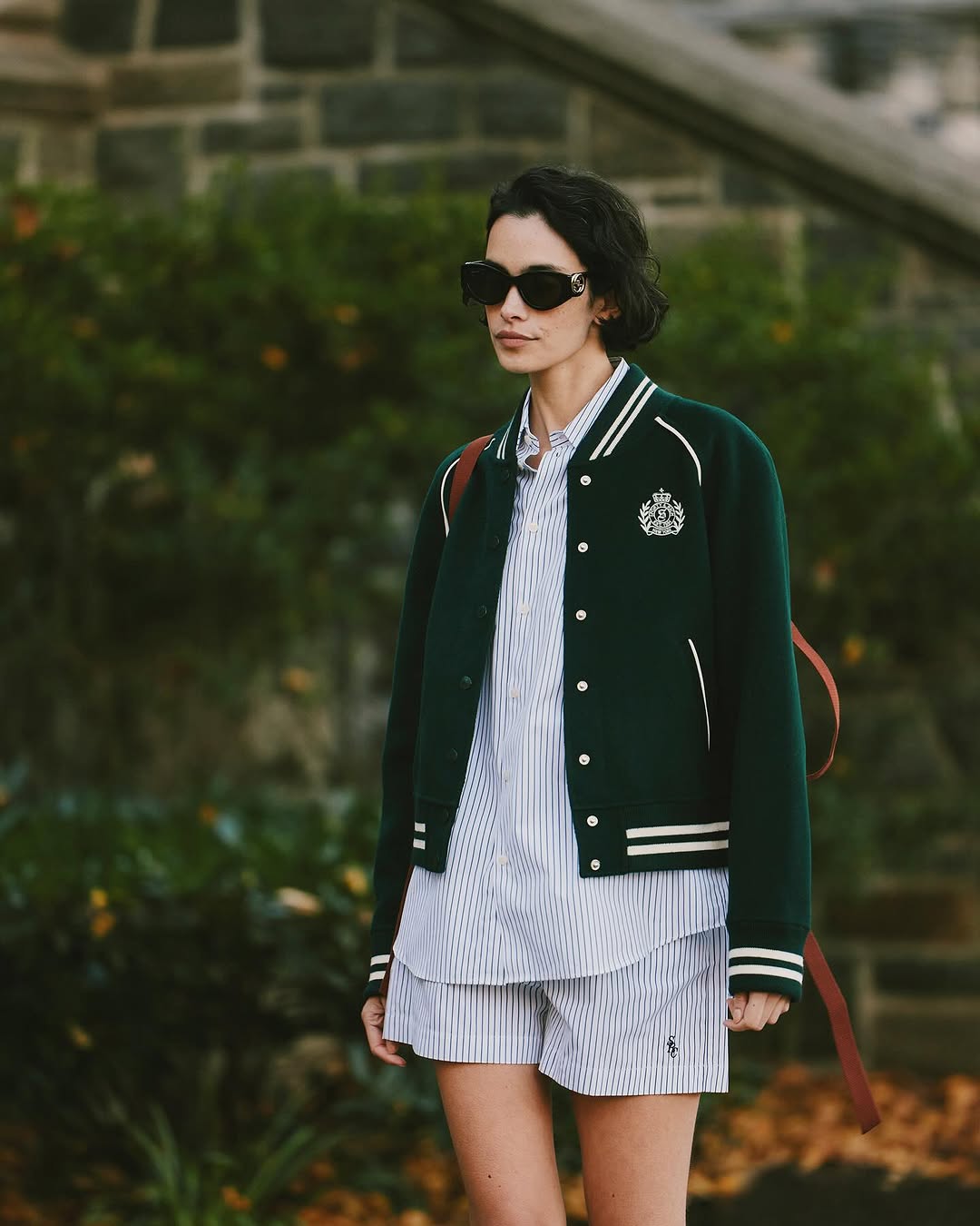 Chic collegiate-inspired varsity jacket fashion