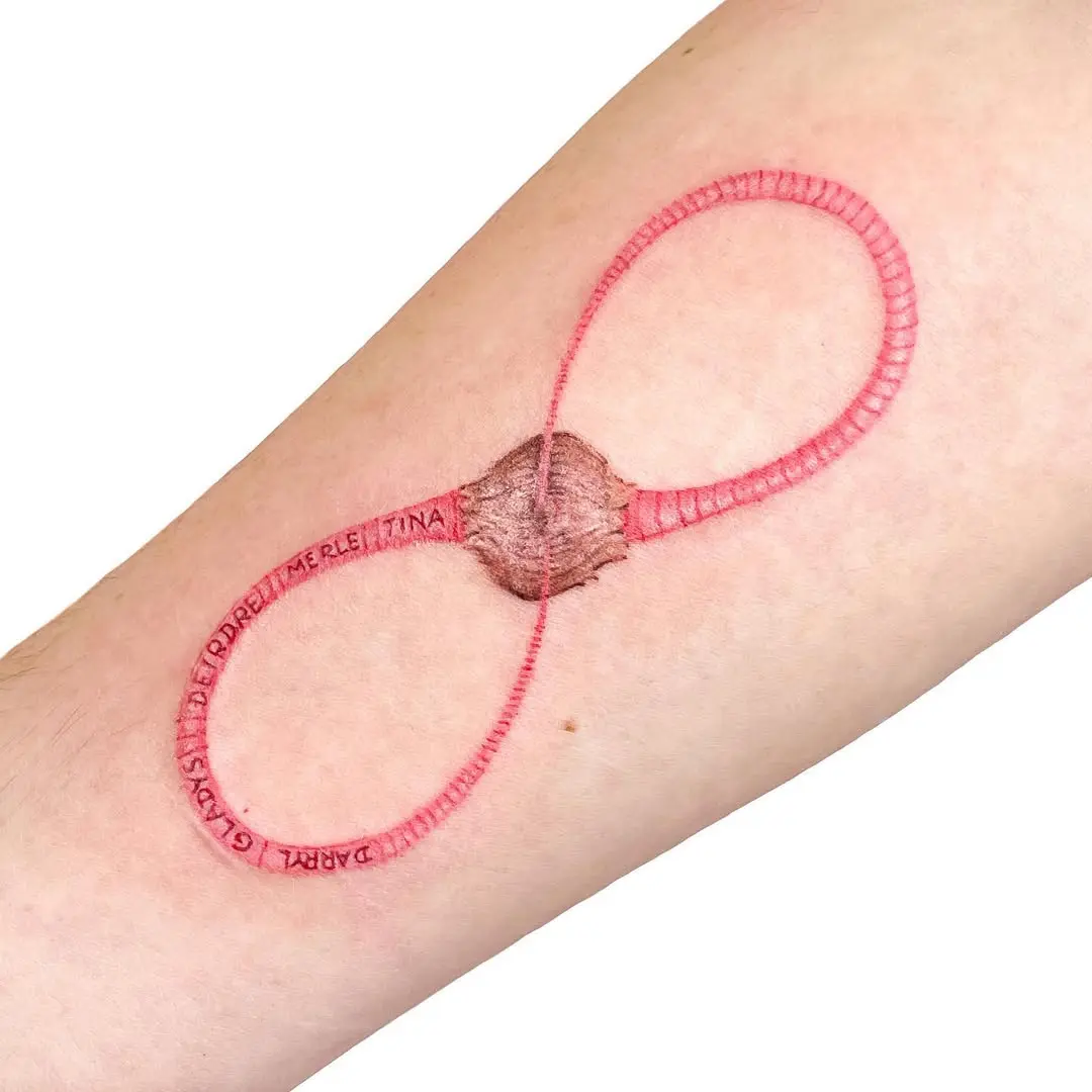 Realistic infinity tattoo with skin texture