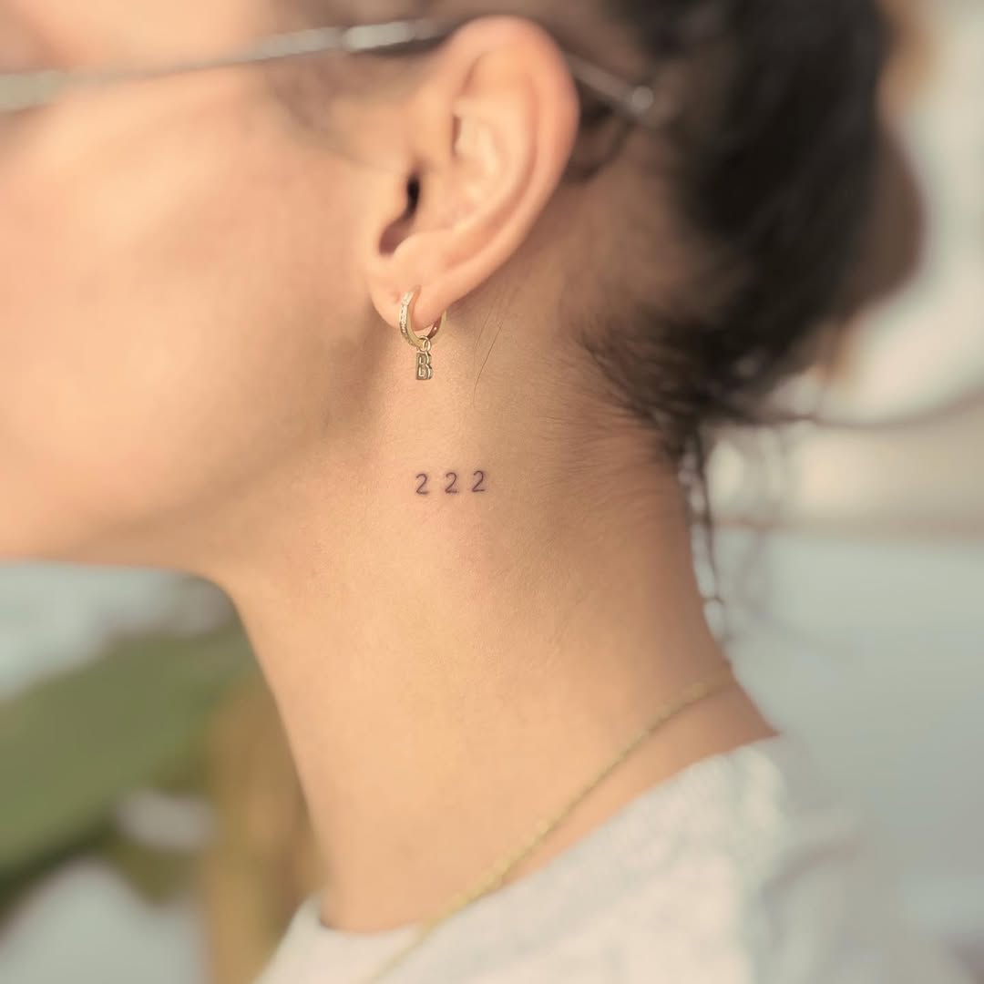 Minimalist 222 tattoo for spiritual connections