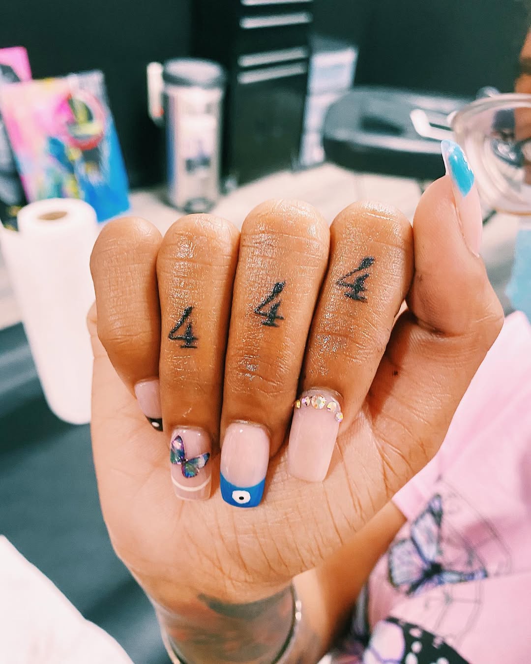 Stylish Finger Tattoos with Angel Numbers