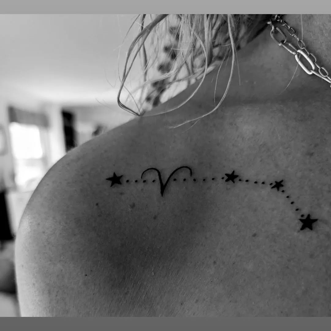 Stylish Aries constellation tattoo on shoulder