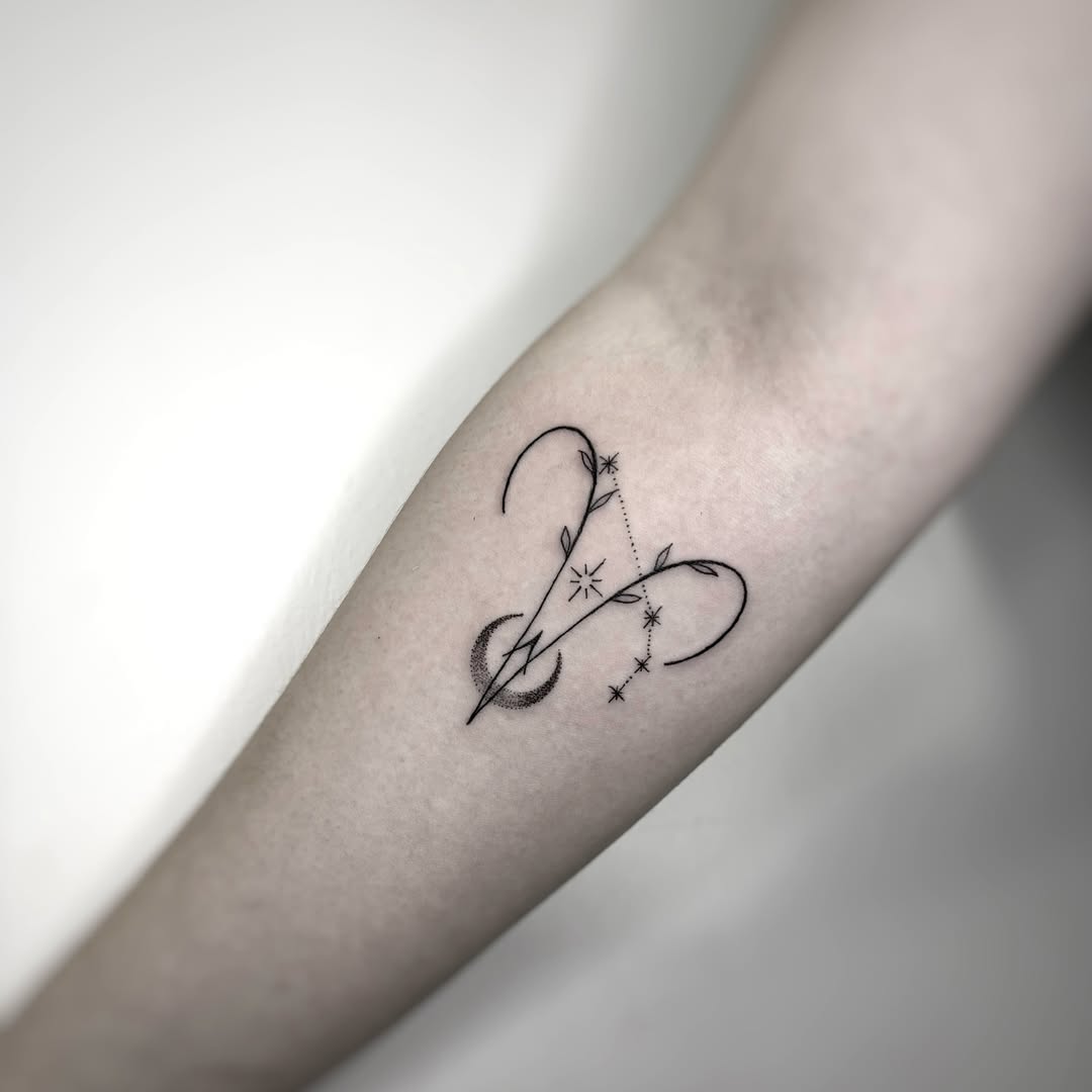 Elegant Aries Constellation Tattoo with Stars