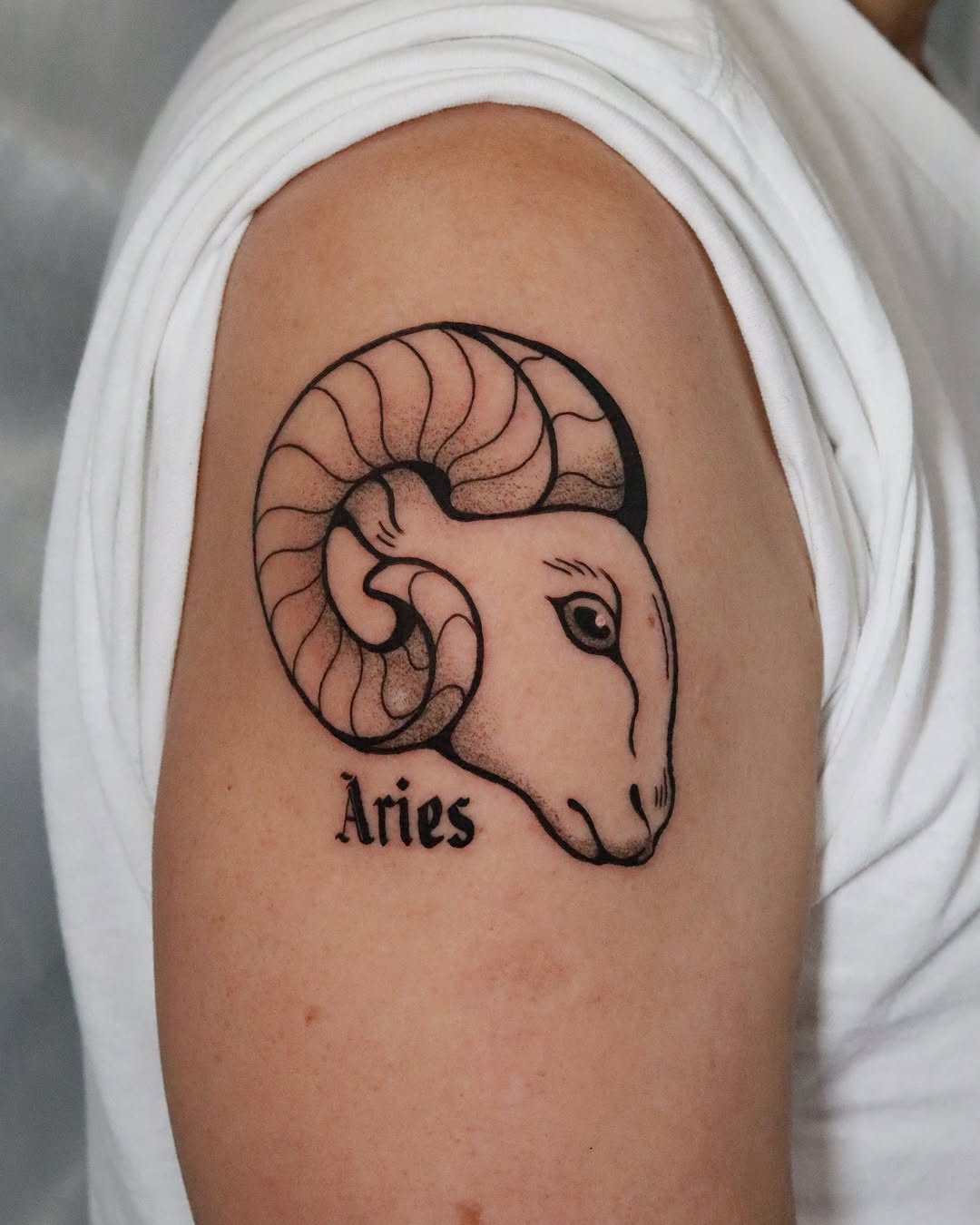 Elegant Aries Ram Tattoo with Bold Lines