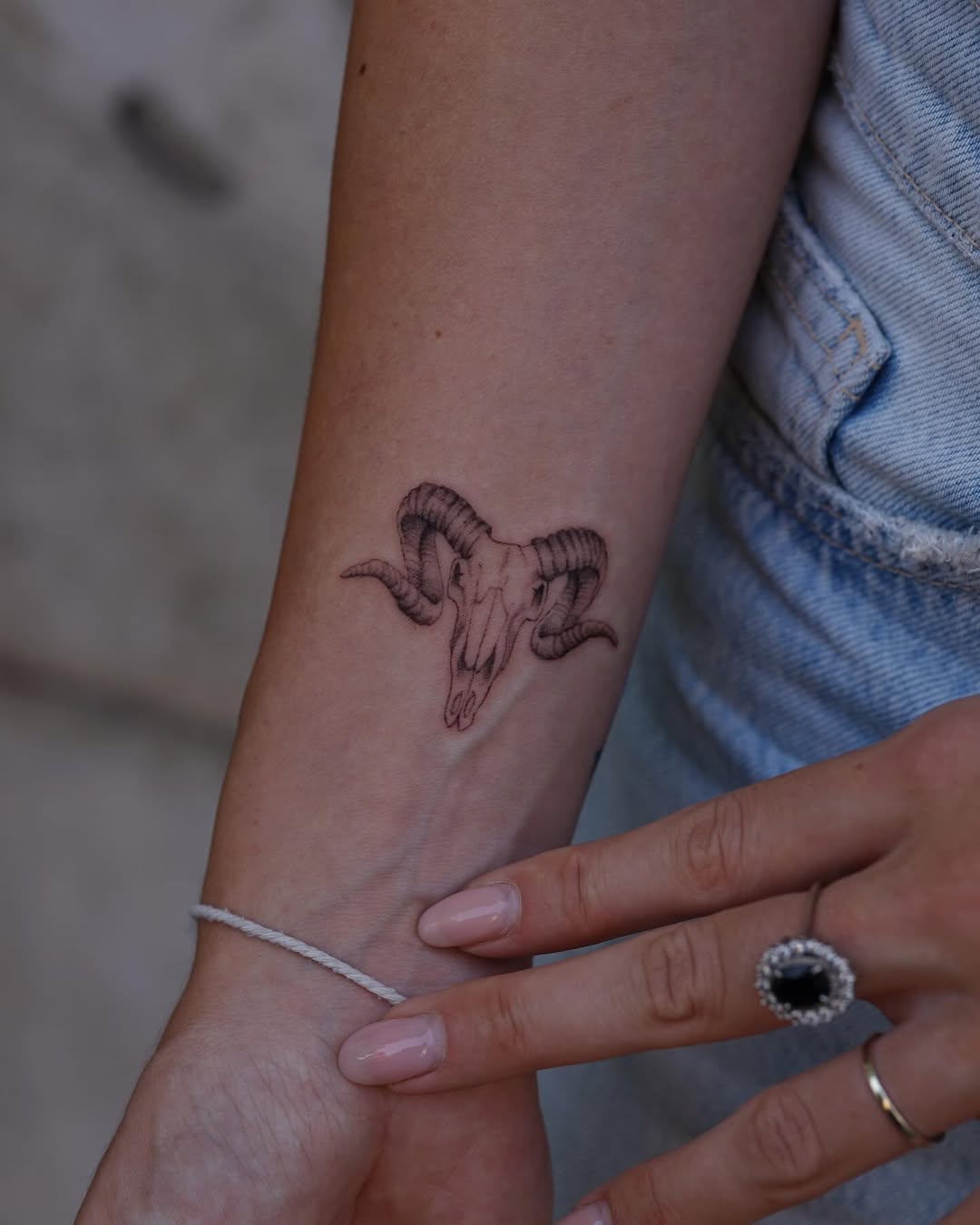 Minimalist Aries Ram Skull Tattoo Design