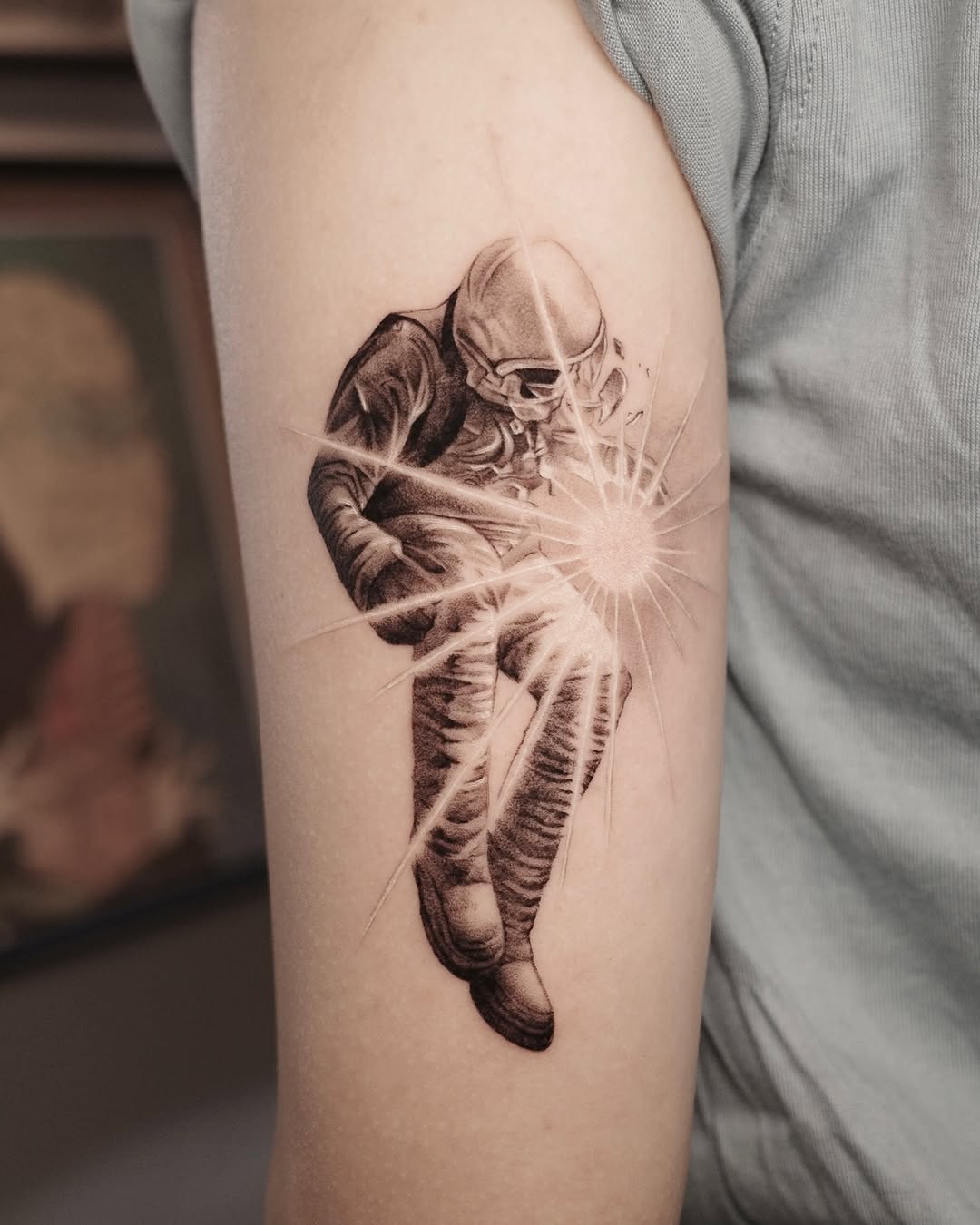 Epic astronaut tattoo capturing space exploration energy