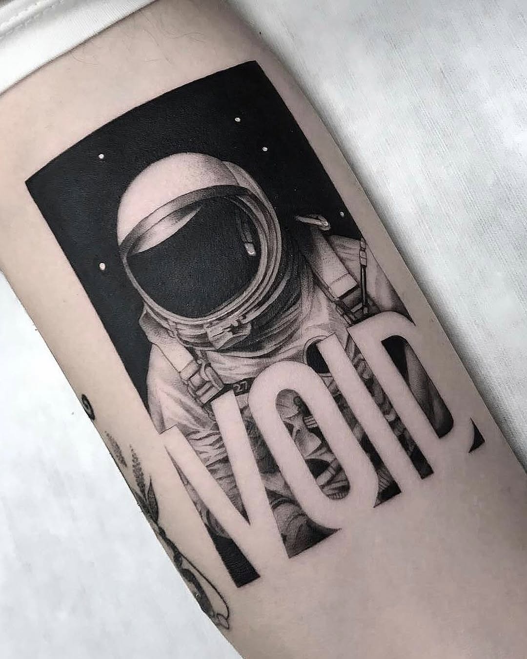 Bold Astronaut Tattoo with Void Statement