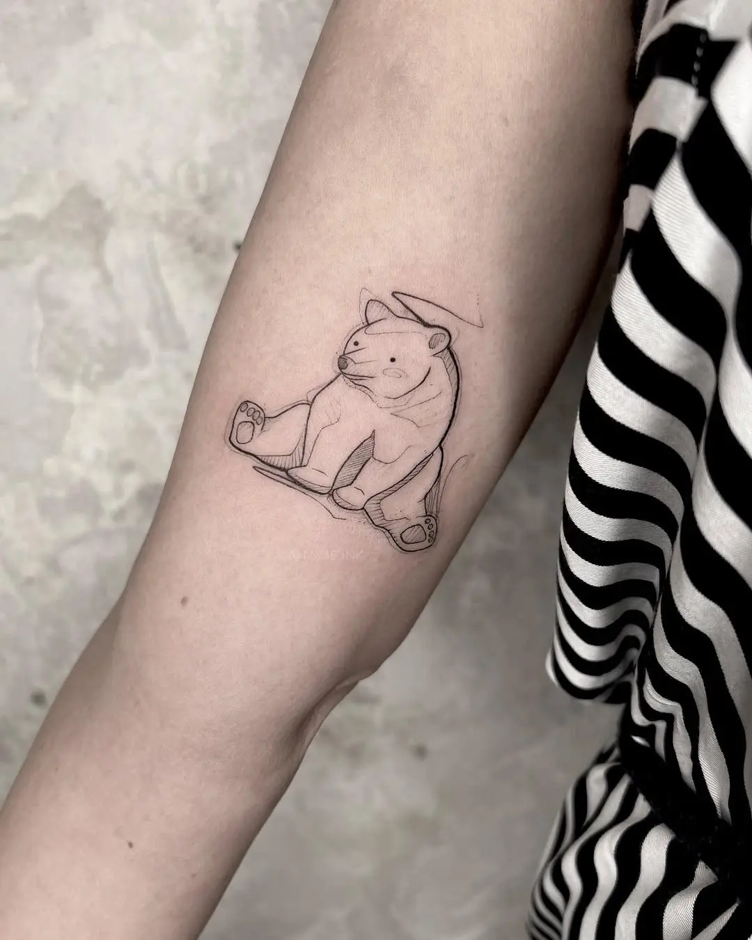 Charming Line Art Bear Tattoo Design