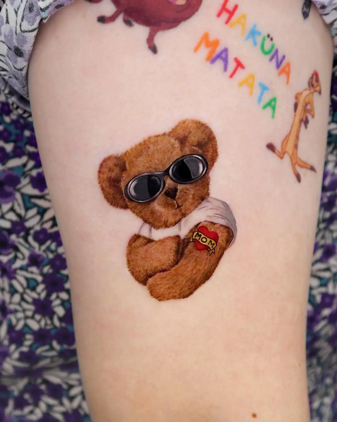 Stylish bear tattoo exuding cool vibes