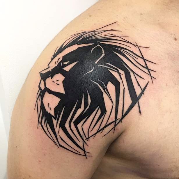 Striking Leo Tattoo with Bold Lines