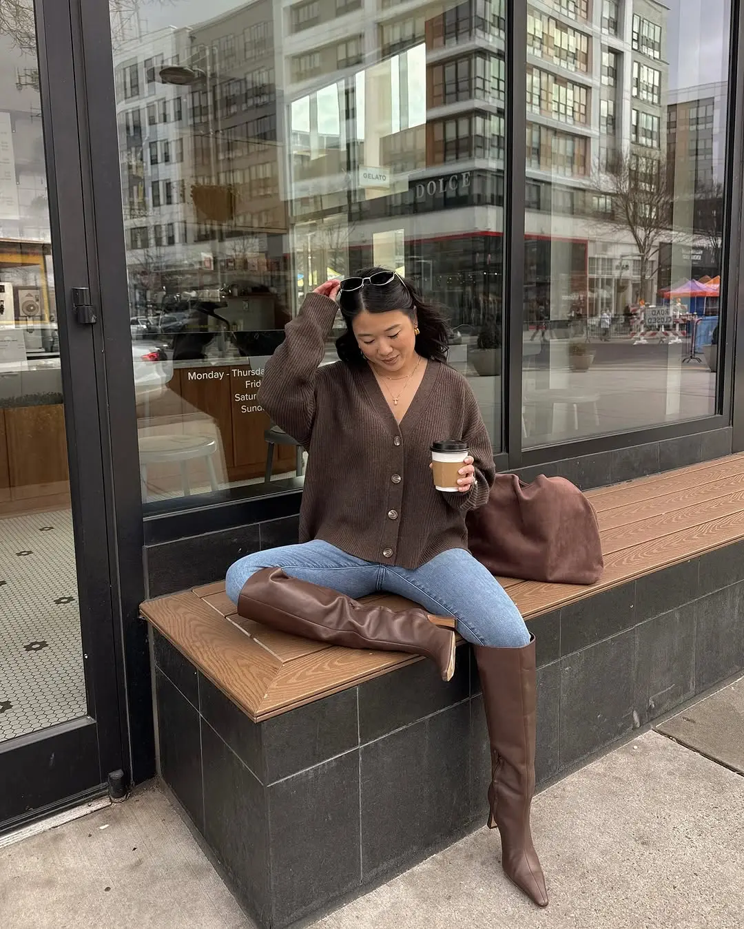 Chic Layering with Oversized Cardigan Style