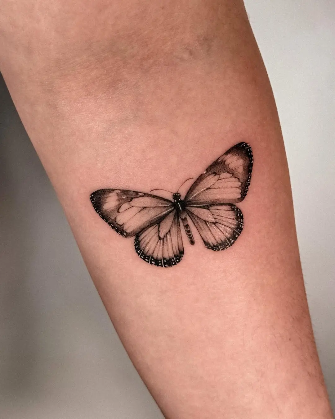 Elegant Butterfly Tattoo on the Forearm