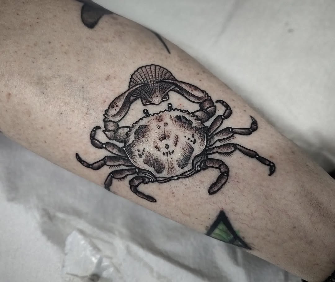 Bold Cancer Crab Tattoo in Black Ink