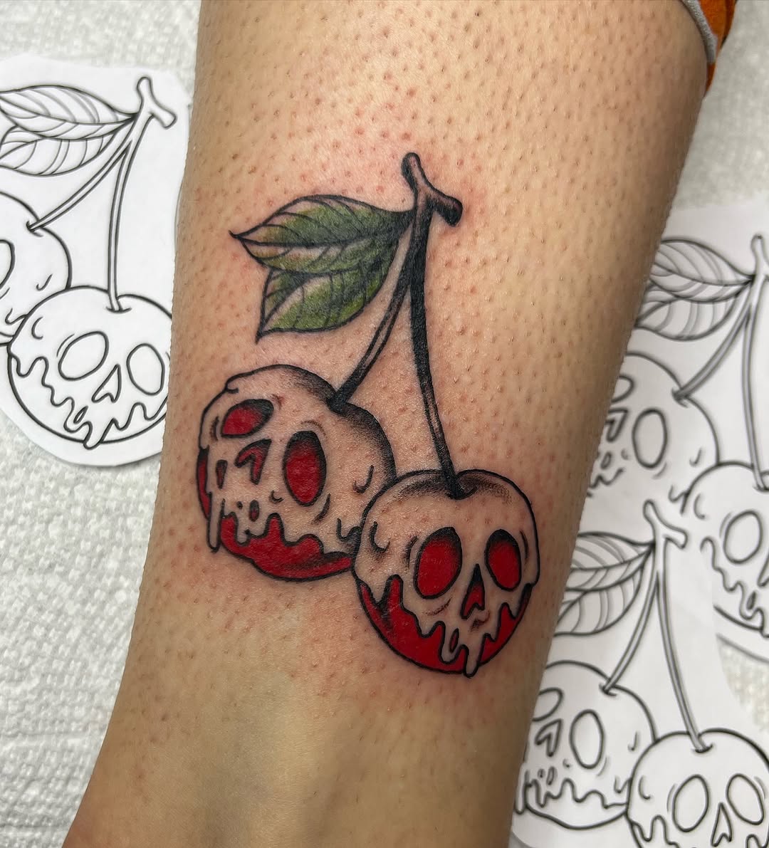 Unique Cherries with a Spooky Twist Tattoo