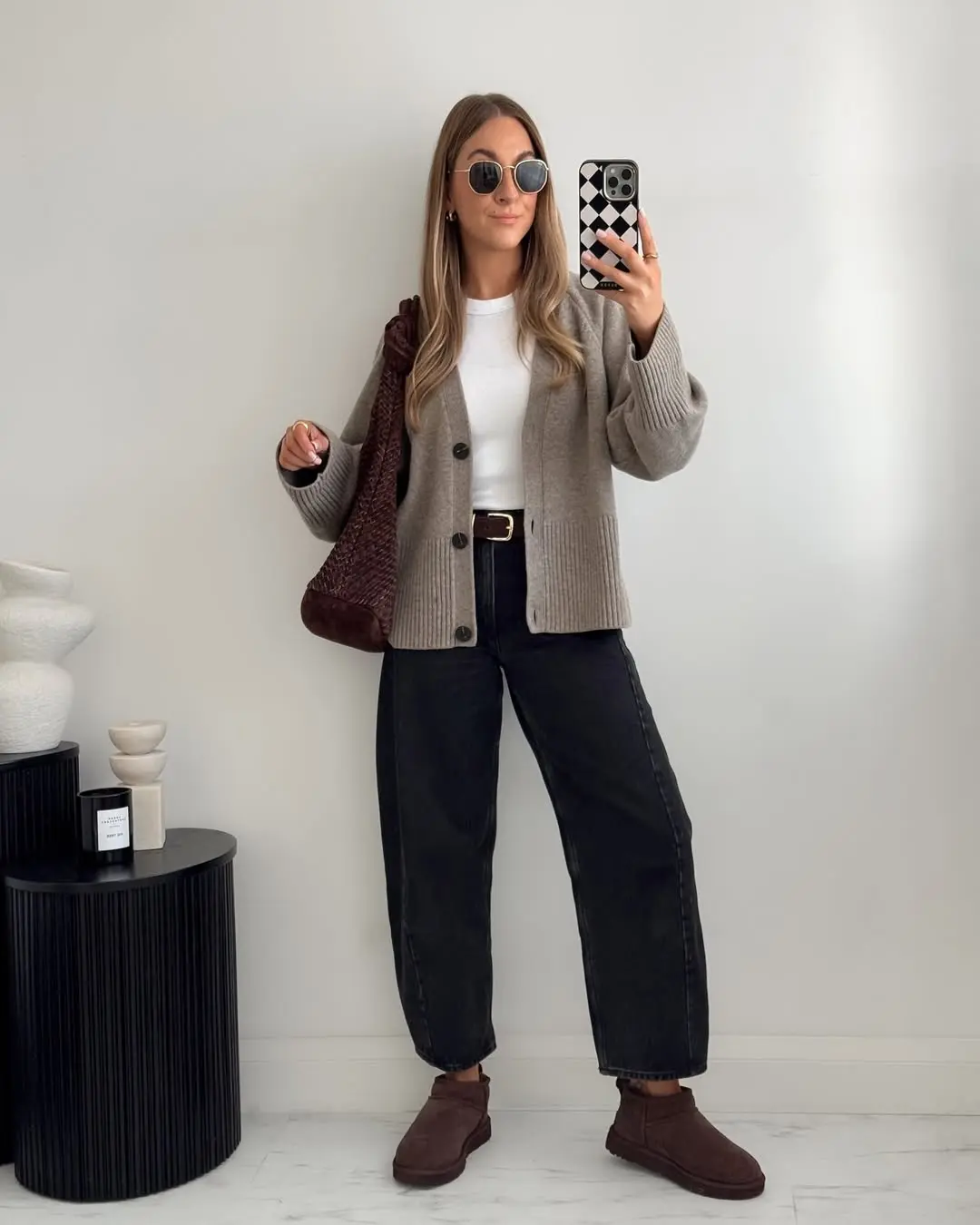 Chic fall outfit featuring a cozy cardigan