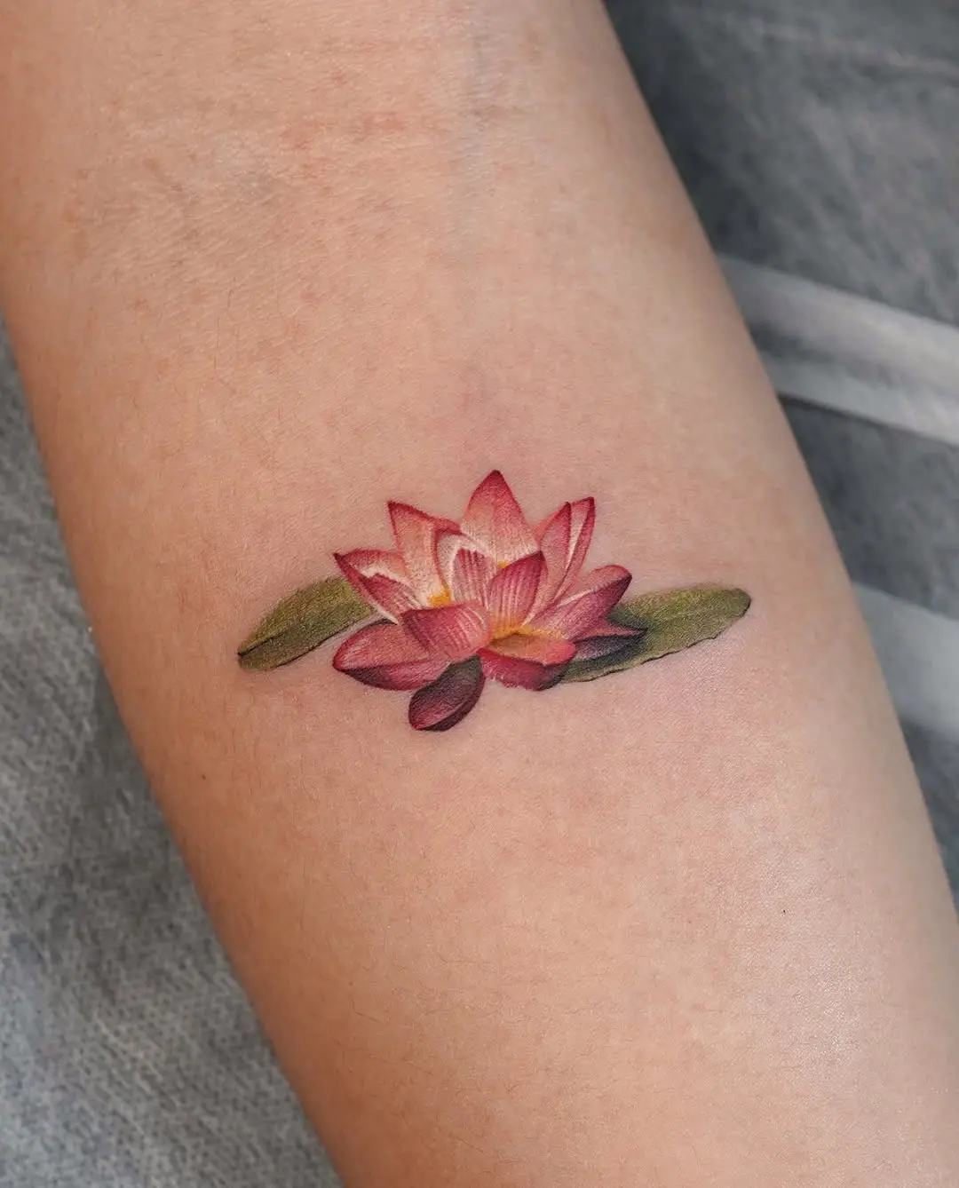 Stunning lotus tattoo with vibrant colors